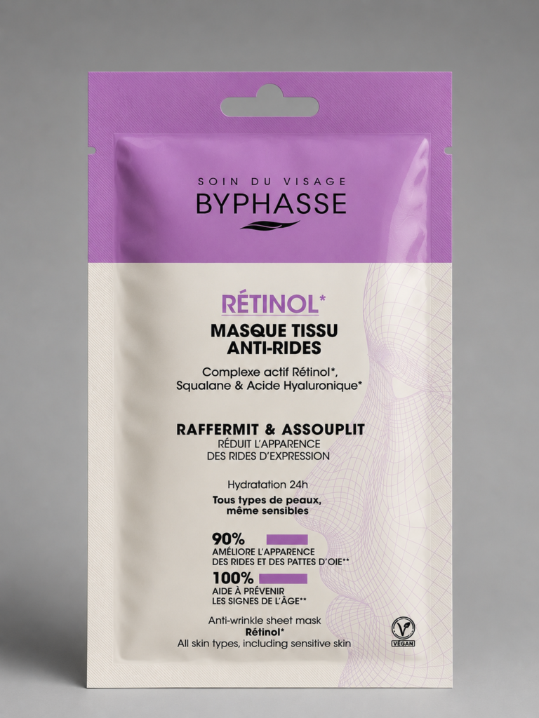 BYPHASSE – Masque Tissu Anti-Rides au Rétinol